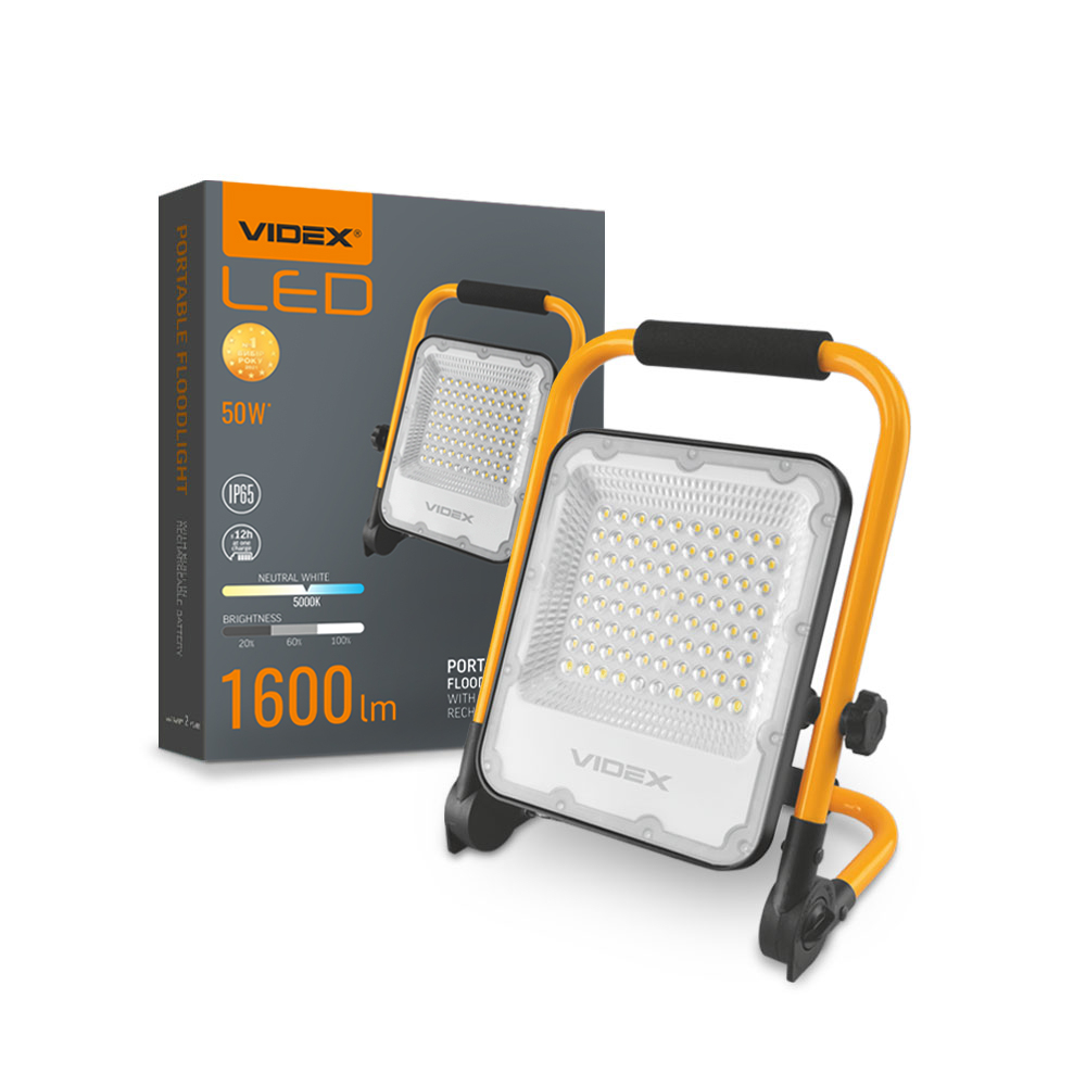LED прожектор аккумуляторный Videx 50W 5000К VL-F2A-505 -1