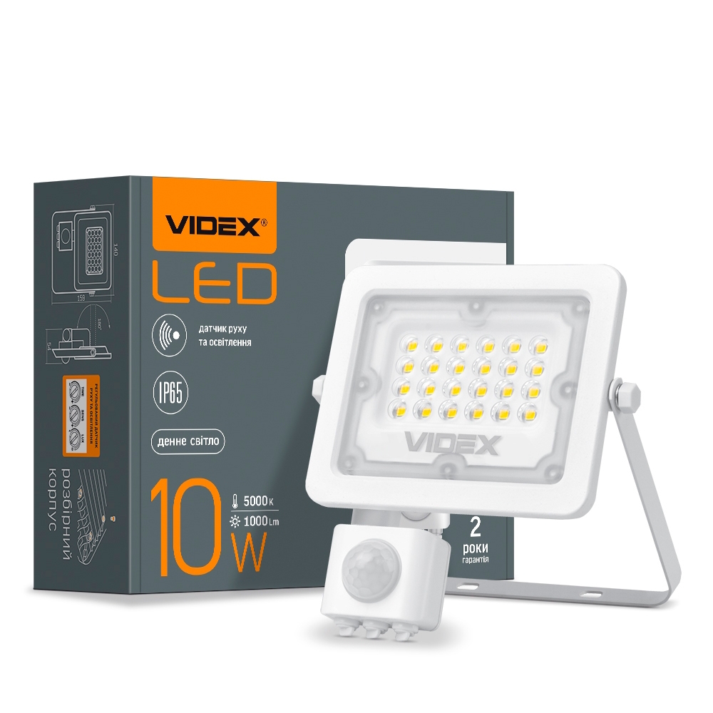 LED прожектор Videx 10W 5000К с датчиком движения VL-F2e105W-S - 1