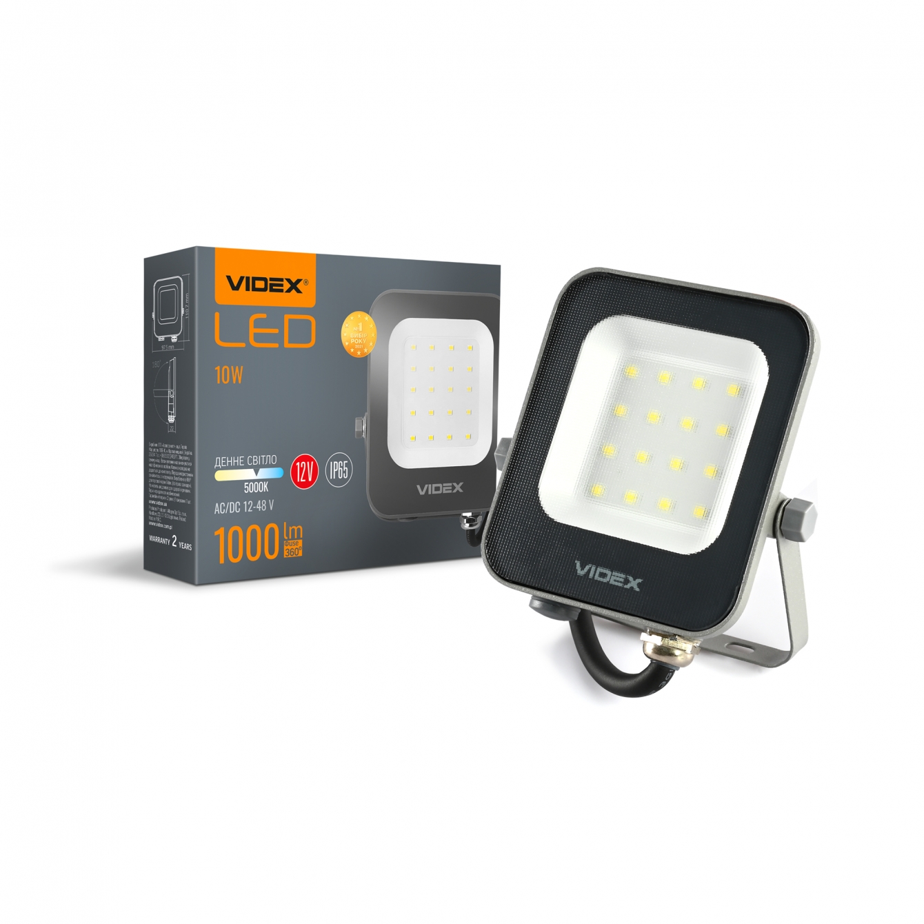 LED прожектор Videx 10W 5000К IP65 AC/DC 12-48V VL-F3e-105W-12V -1