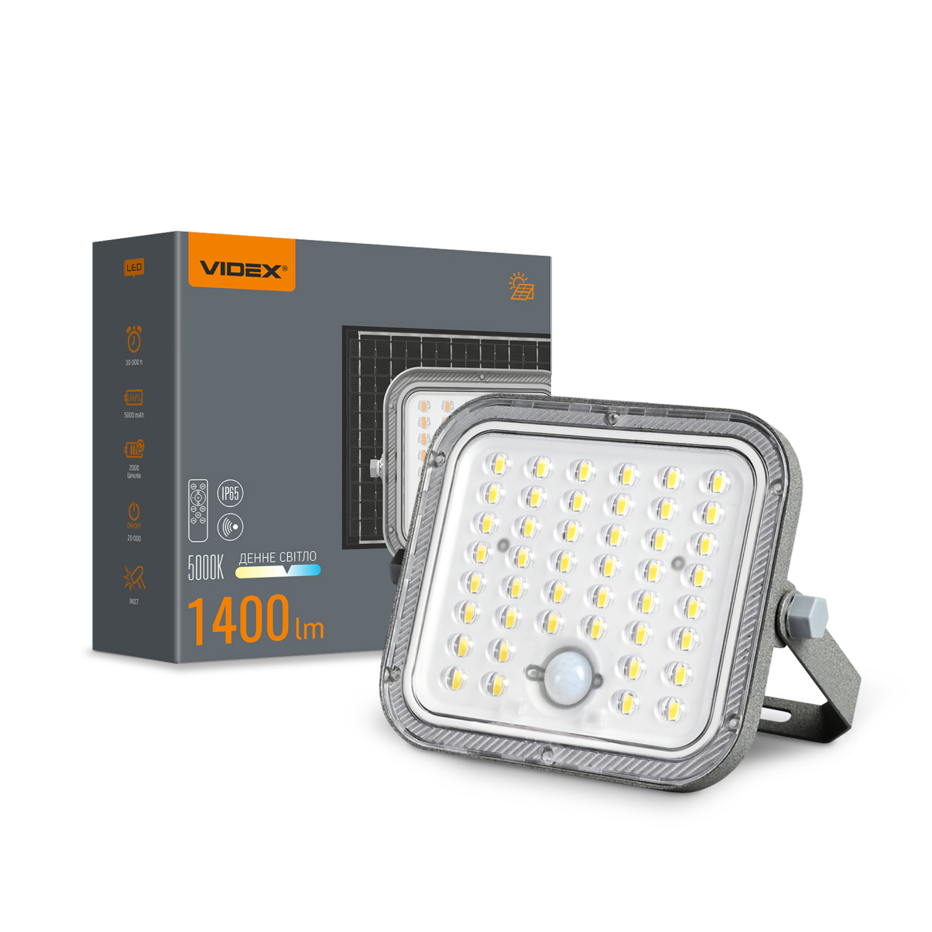 LED прожектор на солн. батарее Videx 5000К IP65 16W vl-fso4-205-s -1