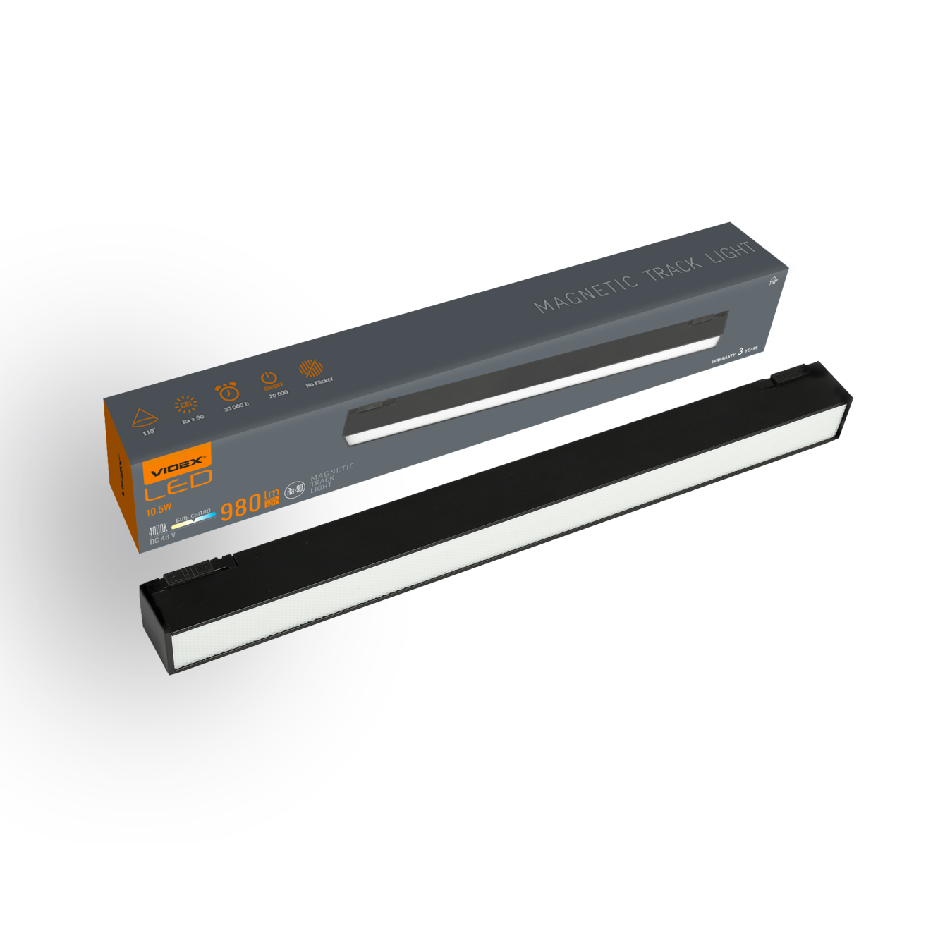 Трековий LED світильник VIDEX VL-TRMS-LD430B 10.5W 4000K чорний у вітальні, 735 Лм, IP20, магнітний.-1