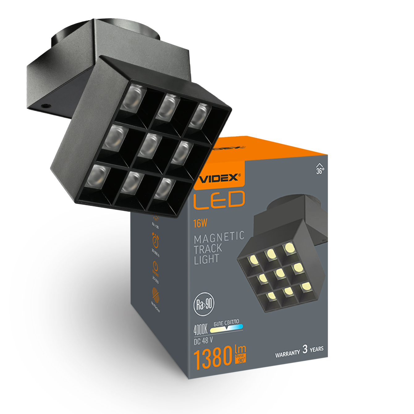Трековий LED світильник VIDEX VL-TRMS-LE29B 16W 4000K чорний у вітальні, 1380 Лм, IP20, магнітний.-1