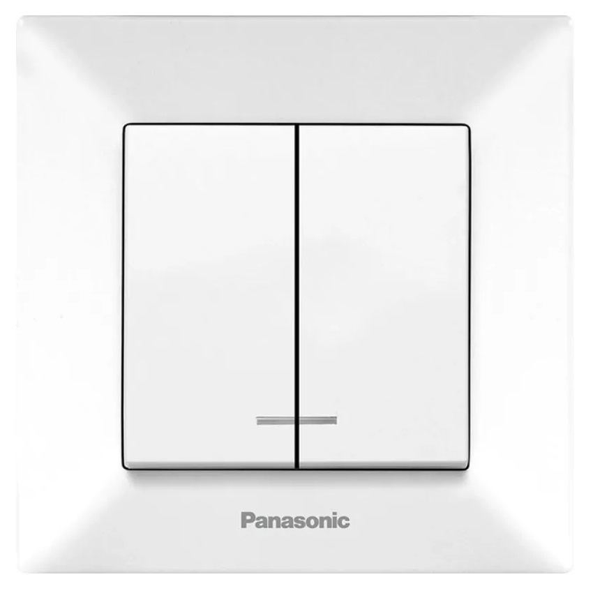Выключатель 2-клавишный с подсветкой, белый Panasonic WNTC00102WH-UA-1