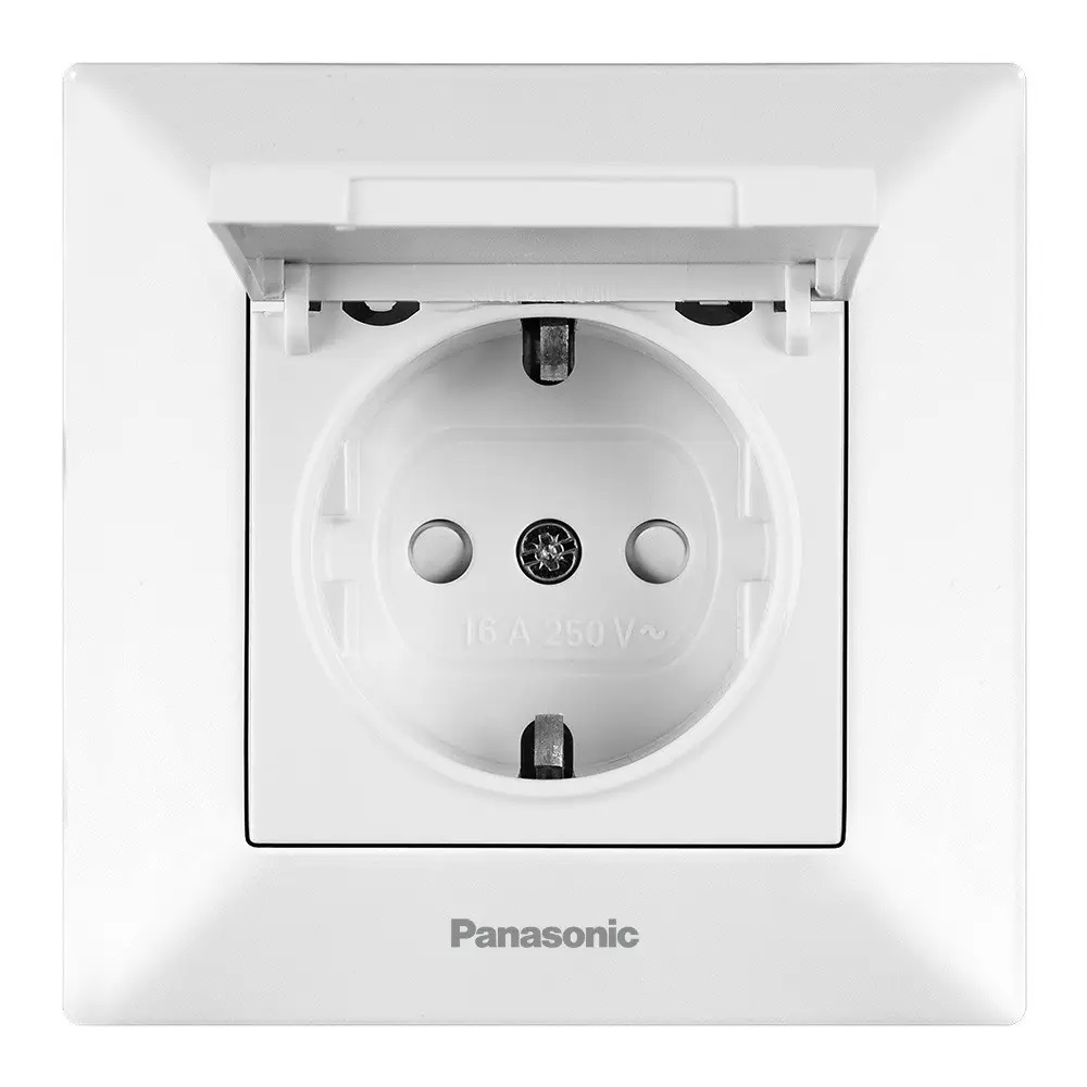 Розетка с з/к, с крышкой белый Panasonic WNTC02102WH-UA -1