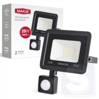 LED Прожектор MAXUS FL-04 20W 5000K Датчик движения