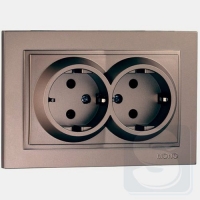 Розетка подвійна із заземленням Mono Despina бронза (102-232304-120)