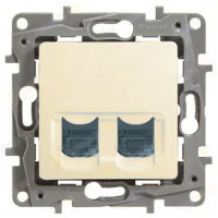 Розетка телефон компьютер RJ11+RJ45 Legrand Etika 672352
