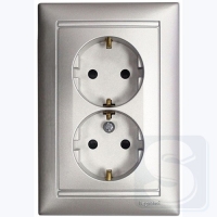 Розетка двойная с з/к Legrand Valena 770100 алюминий