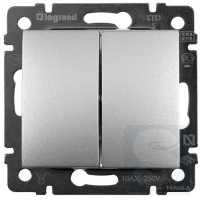 Выключатель 2-клавишный Legrand Valena 770105 алюминий-2