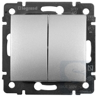 Переключатель 2-клавишный Legrand Valena 770108 алюминий