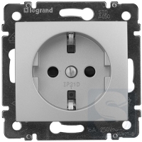 Розетка с з/к и шторками Legrand Valena 770121 алюминий