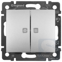 Выключатель 2-клавишный с подсветкой Legrand Valena 770128 алюминий-2