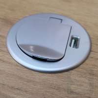 Врезной удлинитель на 1 розетку 1хUSB GTV цвет алюминий