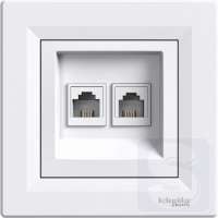 Розетка RJ11 на 2-гнезда Asfora белая EPH4200121