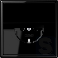 Розетка с з/к с крышкой 16А JUNG LS990 черный глянец 