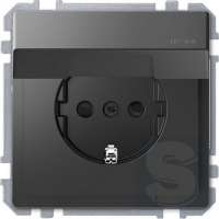 Розетка з/к с крышкой IP44 2К+З D-Life Антрацит