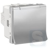 Розетка с крышкой IP40 алюминий, UNICA NEW NU303730TA