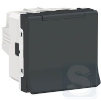 Розетка с крышкой IP40 антрацит, Schneider UNICA NEW