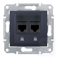 Розетка компьютерная RJ45 кат.5е UTP, 2-гнезда Schneider Sedna SDN4400170 графит