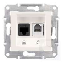 Розетка компьютер/телефон RJ45/RJ11 Седна SDN5100123 слоновая кость-2