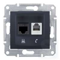 Розетка телефонная и компьютерная RJ11+RJ45 Schneider Sedna SDN5100170 графит