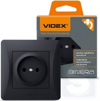 Розетка черный графит одинарная Videx VF-BNSK1-BG 
