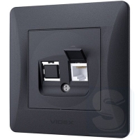 Розетка графит CAT6 компьютерная Videx VF-BNSK1PC6-BG -3