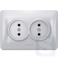 Розетка двойная Videx Binera серебряный шелк VF-BNSK2-SS-2