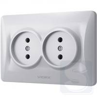 Розетка двойная Videx Binera серебряный шелк VF-BNSK2-SS-3