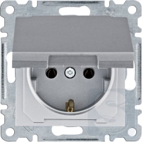 Розетка с крышкой, серебристый, Hager Lumina WL1152