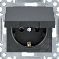 Розетка с крышкой, черный, Hager Lumina WL1153