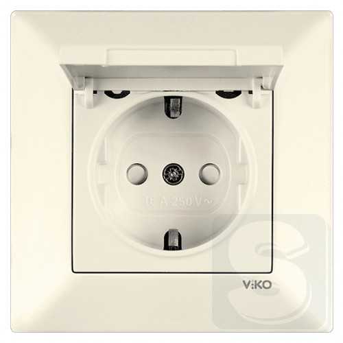 Розетка с крышкой и з/к Viko Meridian 90970212 крем