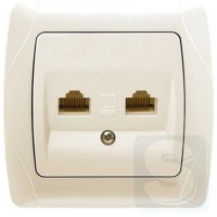 Розетка компьютерная двойная rj45 Carmen 90562034 крем