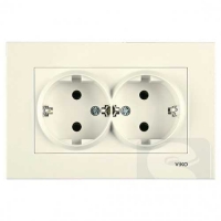 Розетка двойная с з/к Viko Karre 90960156 крем