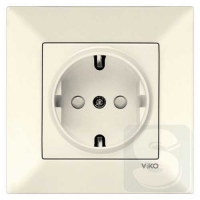 Розетка с з/к и шторками Viko Meridian 90970242 крем